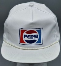 VINTAGE Pepsi Cola Embroidered White Snapback Trucker Hat/Cap - £33.08 GBP