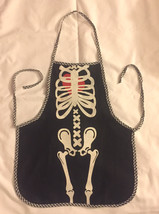 Halloween costume accessory chef apron black with skeleton - £1.59 GBP
