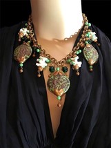 Vintage Miriam Haskell Frank Hess Double Sided Asian Enamel Dragon Bead Necklace - £201.77 GBP