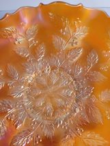 Fenton Marigold Amber Ruffled Top Bowl Holly Pattern Carnival Glass image 4