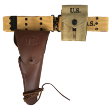 Original WWII M1936 Canvas Pistol Belt with Colt Holster and .45 Colt Ma... - $38.38