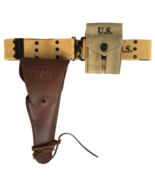 Original WWII M1936 Canvas Pistol Belt with Colt Holster and .45 Colt Ma... - $52.58 CAD