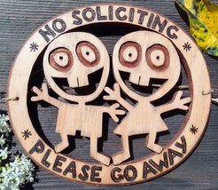 No soliciting sign. Funny no solicitation sign. Wooden front door plaque signs - $35.00