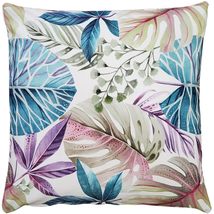 Thai Garden Blue Leaf Throw Pillow 20x20 Inch Square, Complete Pillow - Cover &amp;  - £59.74 GBP