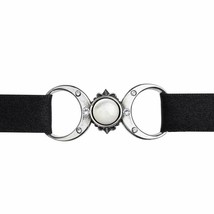 Alchemy Gothic Triple Goddess Ribbon Choker Crescent Moons Wiccan Necklace P810 - £28.73 GBP