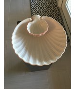 Fritz &amp;Floyd 11x12 in large scallop shell chip and dip server Pink   Cream - $63.64 CAD