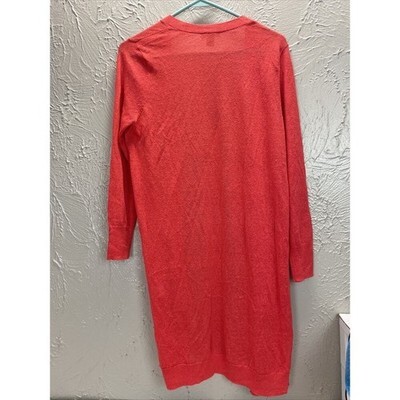 Halogen Womens Petite Coral Pink Long Sleeve Cardigan Sweater Pockets Size Small Item image 4