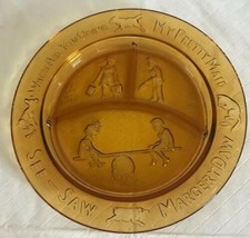 Antique Amber Glass Childs Divided Plate Dish SEE-SAW MARGERY DAW MY PRE... - £8.64 GBP