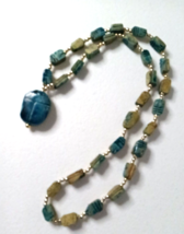 Vintage Egyptian Revival Blue Turquoise Scarab Bead Necklace - $29.69