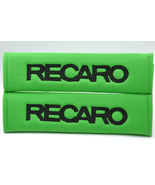 2 pieces (1 PAIR) Recaro Embroidery Seat Belt Cover Pads (Black on Green... - £13.36 GBP