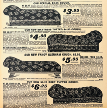 1969 High Grade Tufted Couches 1901 Repro Advertisement Sears Furniture ... - €21,52 EUR