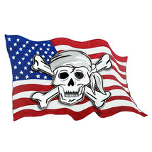 USA Flag and Pirate Skull Crossbones Vinyl Decal - Car Truck RV Boat - £5.46 GBP+