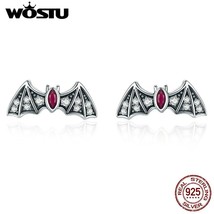 WOSTU Real 925 Silver Stylish Bat Animal Stud Earrings for Women 3A Zircon Stone - £16.04 GBP
