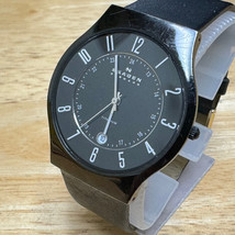 Skagen Quartz Watch 233XLTMB Men Black Ultra Thin Analog Date Leather New Batter - £28.09 GBP