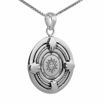 Pendentif Sceau Roi Salomon Tranquillité Et Équilibre Amulette Argent Massif - $115.64