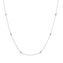 16&quot; Station Layer Chain 4mm Simulated Diamond Sterling Silver Bezel Set Necklace - £94.57 GBP