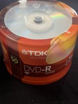 TDK DVD-R 50 Pack 1-16x 4.7GB Recordable Discs Spindle Orange Pack New S... - £9.52 GBP