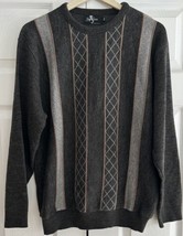 Gran Sasso Made in Italy Wool Blend Charcoal Beige Checker Knit Sweater ... - $35.69