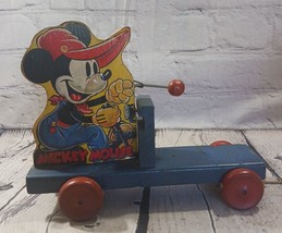 FISHER PRICE PULL TOY 1938 WALT DISNEY MICKEY MOUSE CHOO-CHOO Parts or R... - $32.17