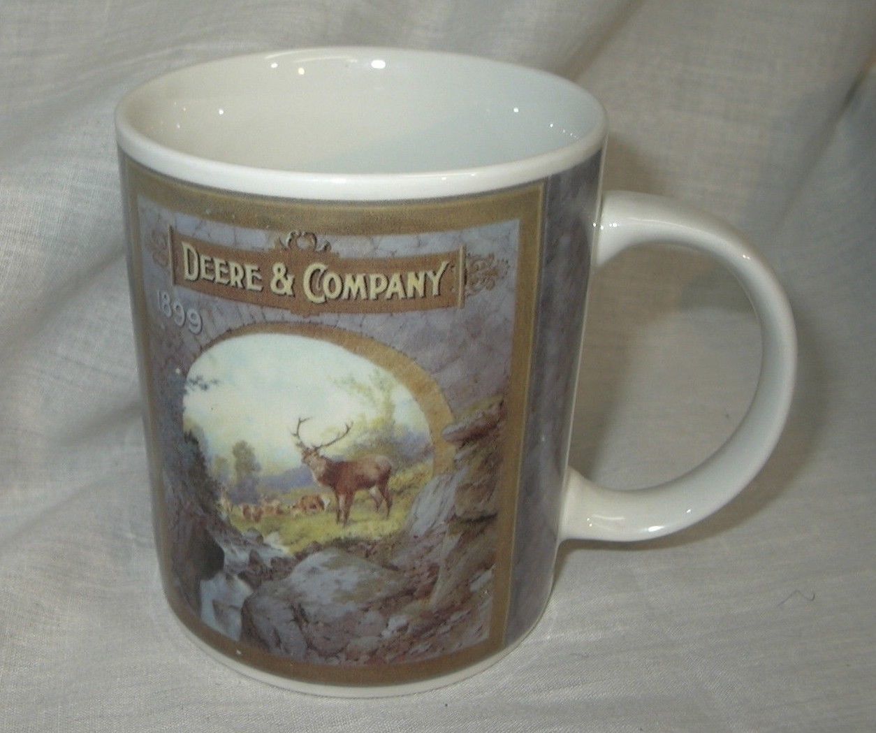 g127 John Deere and Company 1899 Elk Deer Hunting Scene Coffee Mug by Gibson - £5.90 GBP