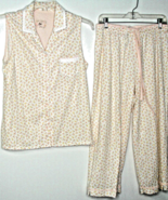 Aria Matching Pajama Set Size M Floral Sleeveless Button Nightgown Comfy... - £16.58 GBP