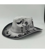Custom Painted &quot;Day of the Dead&quot; Skeleton Cowboy Hat Fedora Cam Newton S... - $525.46 MXN