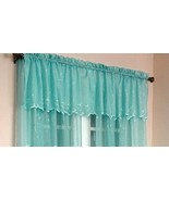 NEW Embroidered Floral TEAL Blue Sheer VALANCE Curtain 54&quot; X 18&quot; Habitat... - £19.51 GBP