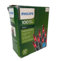 Philips 100 Mini Lights Red Bulbs Green Wire Indoor Outdoor Open Box - $13.10