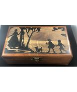 Vintage Pilliod Art Box Silhouette Dog Family 10”x6”x3.25” Dovetail Wood... - €32,33 EUR