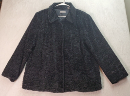 Kate Hill Jacket Womens Size 22W Black Long Sleeve Collared Snap Button Front - £17.32 GBP
