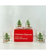 NOS Vtg 80s Set of 4 Christmas Tree Double Old Fashioned Whiskey Glasses... - $94.00