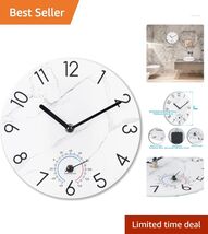 Modern Waterproof Marble Wall Clock - 8 Inch Silent Thermometer for Bath... - $24.70