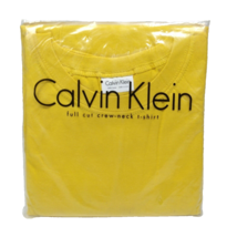 Calvin Klein Vintage Men&#39;s Full Cut Crewneck T-Shirt Yellow Mustard Size Medium - £22.25 GBP