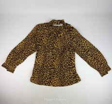 JH Collectibles Leopard Blouse Size 8 Petite Long Sleeve  - $19.79