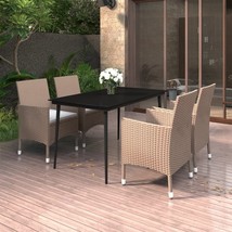  Garden Dining Set Beige PE Rattan 5-Piece Set Durable - €557,39 EUR