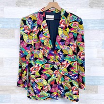 Dana Buchman Silk Chinese Asian Floral Fan Pagoda Blazer Jacket Vintage ... - $133.64