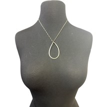 White House Black Market Brushed Silver Teardrop Pendant Necklace 16-19 inch - £15.78 GBP