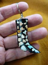 (KEY-5) white Mexican Opals opal Western boot black keychain chain key ring - $14.84