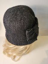 Black Sparkly Bucket Hat With Bow August Hat Company VTG image 3