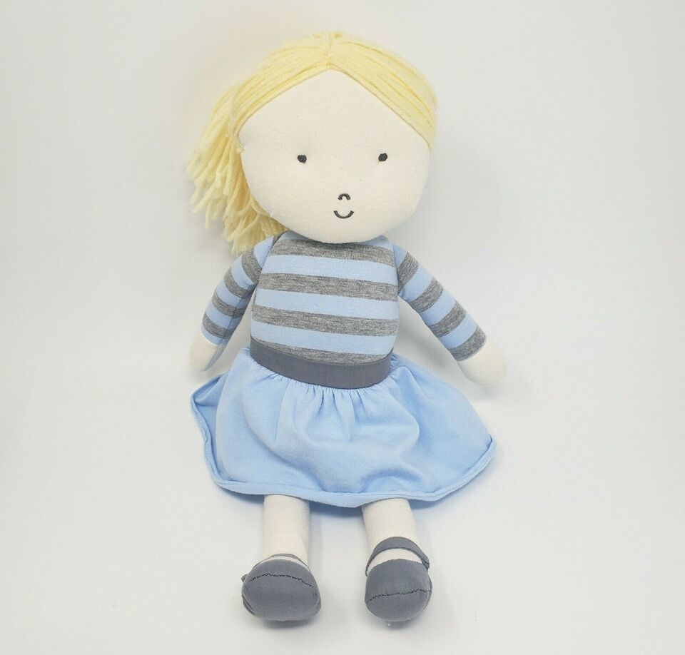 16" POTTERY BARN KIDS BLONDE GIRL BLUE STRIPES 2017 STUFFED ANIMAL PLUSH TOY Item image 2