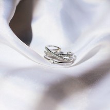 MENGJIQIAO New Fashion Design Zircon Multilayer Twist Rings For Women Adjustable - £6.67 GBP