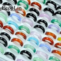 50Pcs EcooLin Jewelry Multicolor Carnelian Agatee Women Girls Rings Lots Mixed C - £56.69 GBP