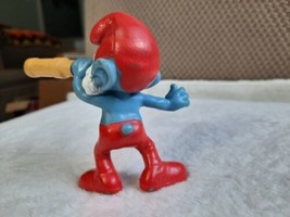 2011 Papa Smurf #1 McDonald&#39;s 3&quot; Blue Smurf W/Telescope PVC Action Figure Toy - £3.38 GBP