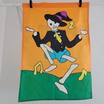 Fall Halloween Skeleton Flag Reversible Embroidered Applique Lg Double S... - £7.77 GBP