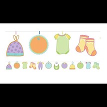 Baby Shower Autograph Garland Cutouts Clothespins Ribbon Write a Message - £3.39 GBP