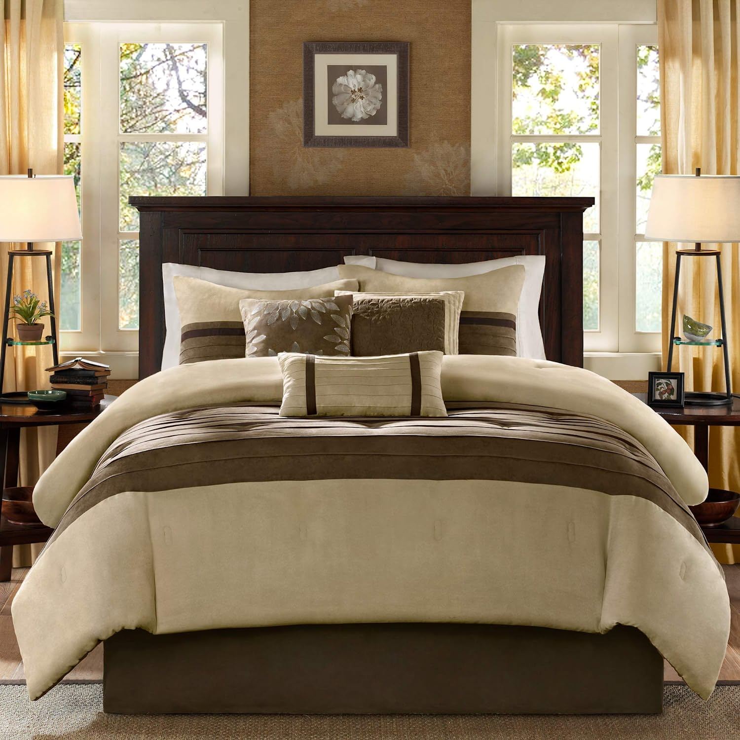 Madison Park Palmer Comforter Set-Luxury Faux Suede Design,, Natural 7 Piece - £85.35 GBP