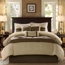 Madison Park Palmer Comforter Set-Luxury Faux Suede Design,, Natural 7 P... - $108.99