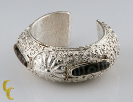 Sterling Silver Bracelet With Brown White Stones Vines Vertebrae &amp; Drago... - £695.03 GBP