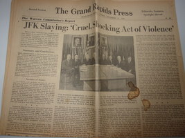 Vtg Grand Rapids Press MI JFK Slaying Warren Commission’s Report Sept 1964 - £3.92 GBP