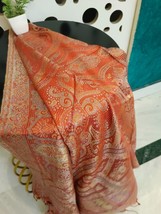 Jamawar 100% Silk Stole Scarf Shawl Wrap Reversible - £48.41 GBP